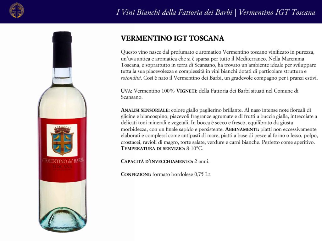 Vermentino dei Barbi IGT Toscana bianco, Fattoria dei Barbi