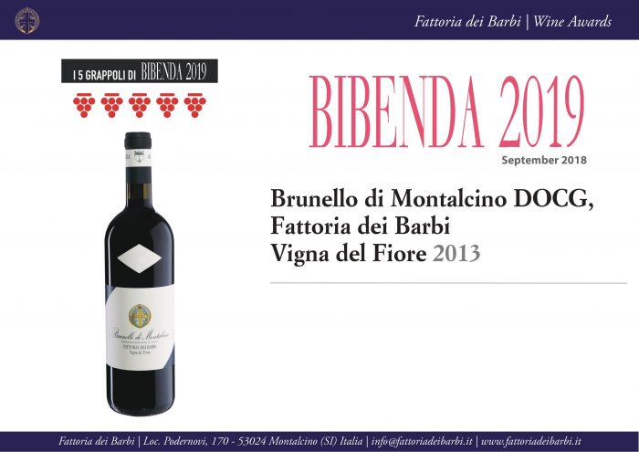 Bibenda 2019 | 5 grappoli al Brunello di Montalcino Fattoria dei Barbi Vigna del Fiore 2013