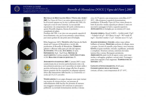 Brunello di Montalcino DOCG | Vigna del Fiore | 2007